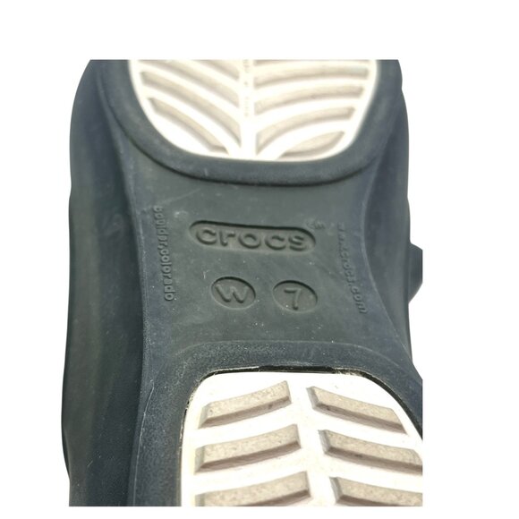 CROCS WOMEN’S BLACK POINTED TOE FLATS W7 MATTE RUBBER COMFORT BALLET SHOES - Picture 13 of 16